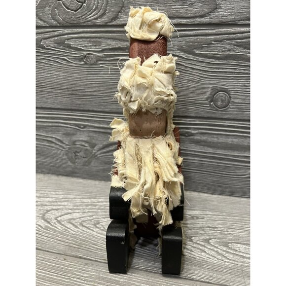 Primitive Wooden Santa Claus Handmade Vintage 1991 Chunky Unique Rustic 10” - Picture 3 of 8